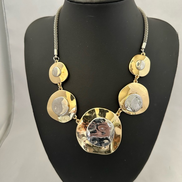 Versona Jewelry - Versona gold and silver tone hammered disc necklace